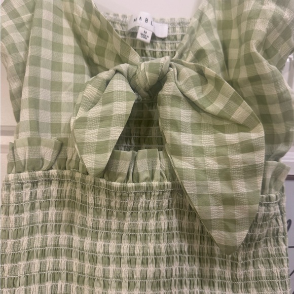 Altar'd State Light Green Gingham Smocked Dress - Picture 2 of 4